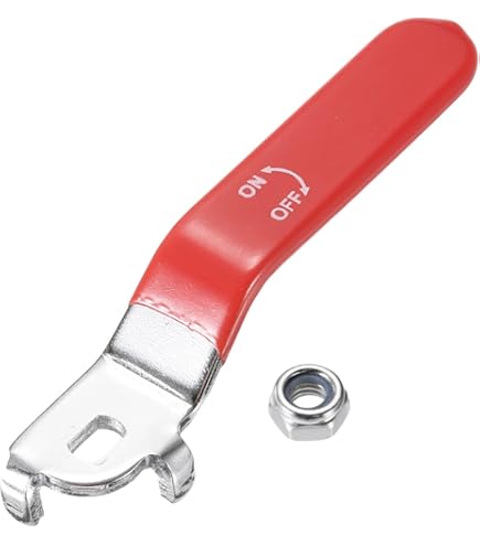 Amazon.co.jp: ボールバルブ用レッドレバーハンドル3個 全長120mm、穴